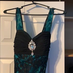 Black lace overlay Prom Dress